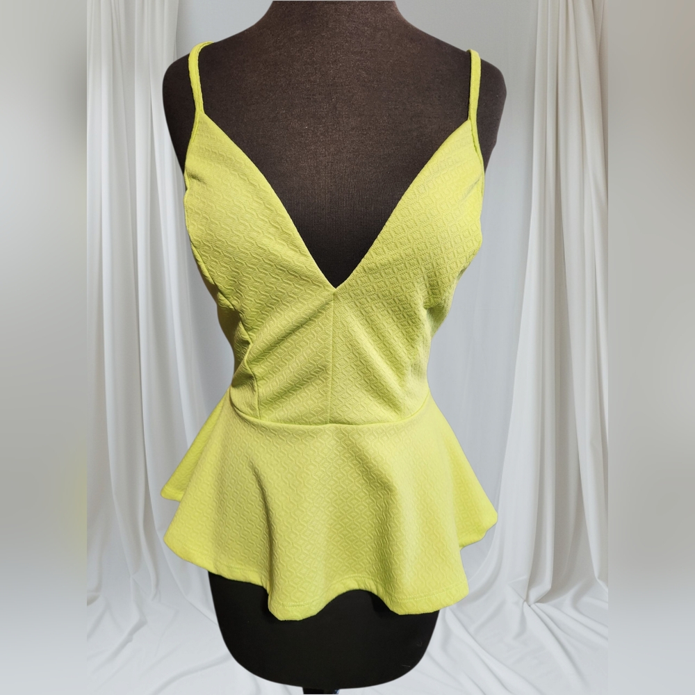 Arden Lime Punch Peplum Blouse Sz. Small